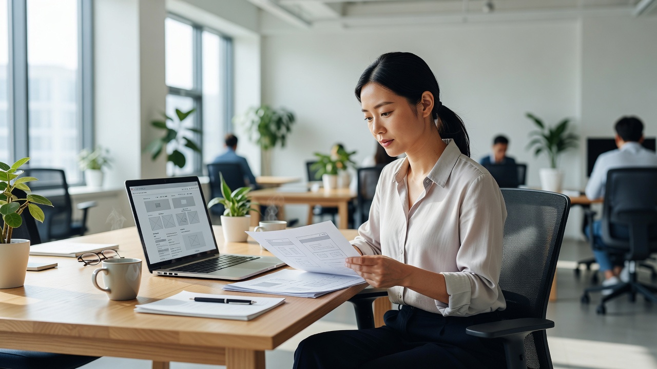 홈페이지 제작 FAQ 목차를 정리하는 웹 디자이너
